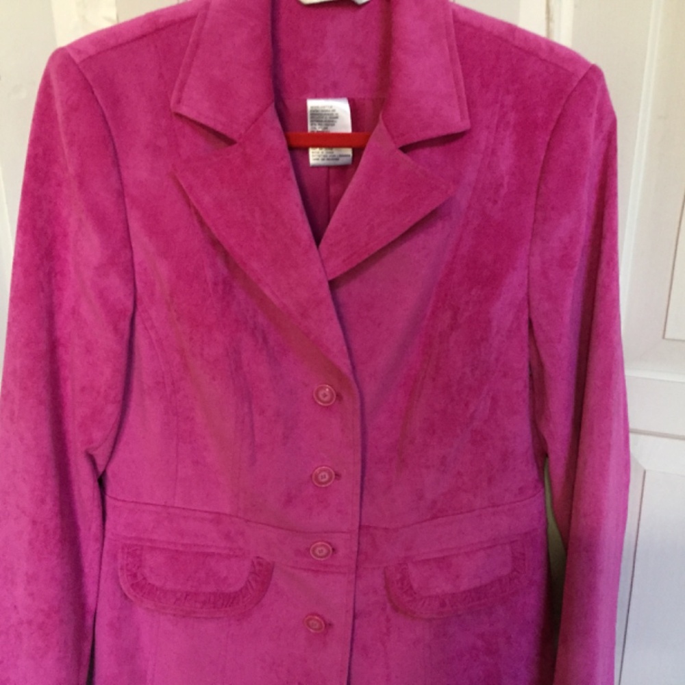Women's Pink Faux Suede Jacket - Picture 3 of 16